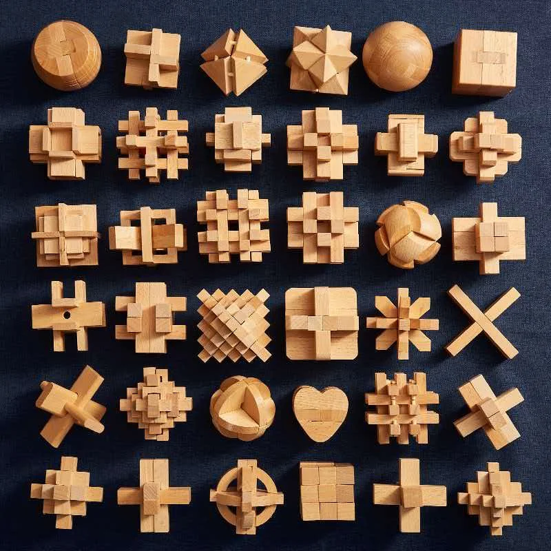 Variety Wooden Puzzle Brain Teasers IQ Challenge Removing Assembling Luban Lock For Adults Kids Problem Solve Educational Toys