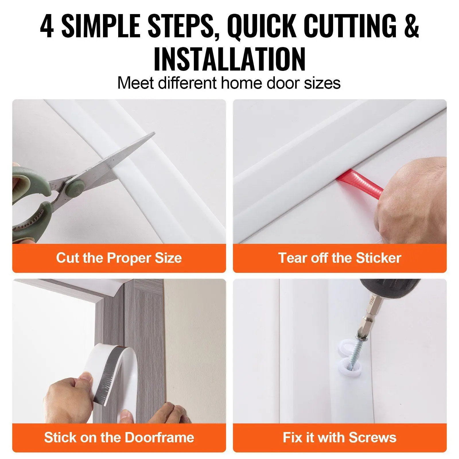 شريط عازل لباب المرآب شديد التحمل بطول 34 قدم TPE من الجوانب العلوية مع لاصق صناعي مقاوم للبرد والرياح والمطر #6