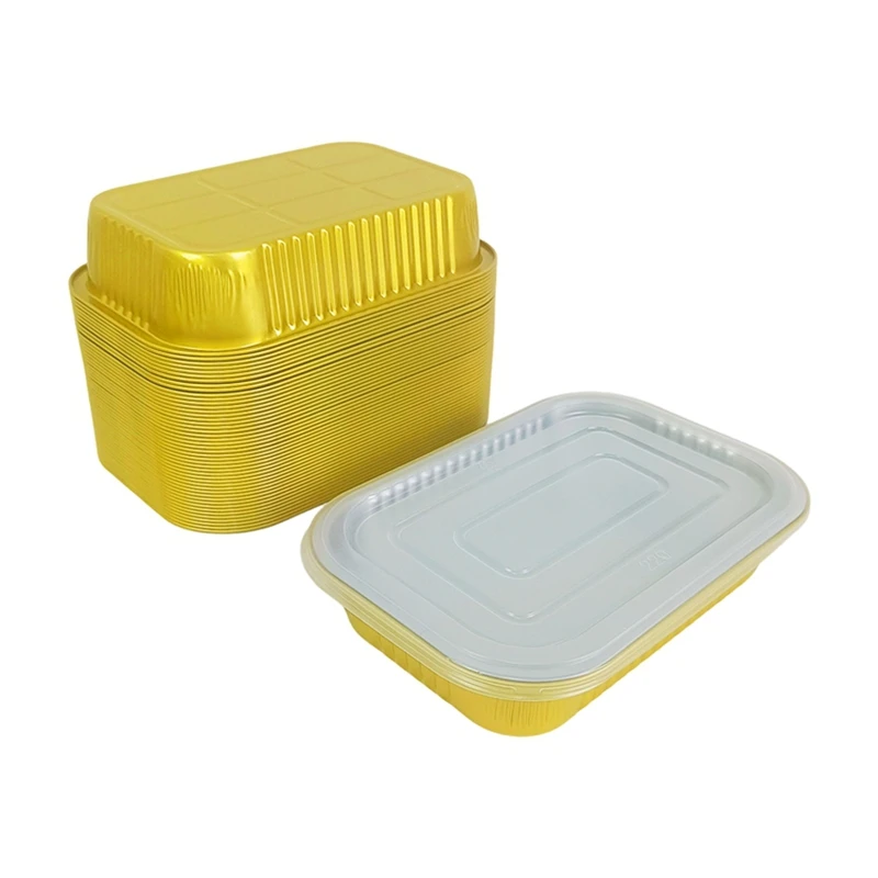

1050ml Gold Aluminum Foil Container Thick Rectangular Tin Foil Takeaway Food Packaging Box 20/50pcs Disposable Catering Supplies