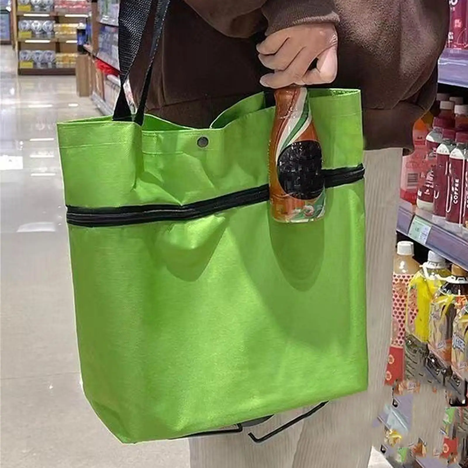 Shopping Grocery Bag With Wheels Reusable Wheeled Shopping Bag Large Capacity Organizer Cart Pouch For Picnics Home Camping
