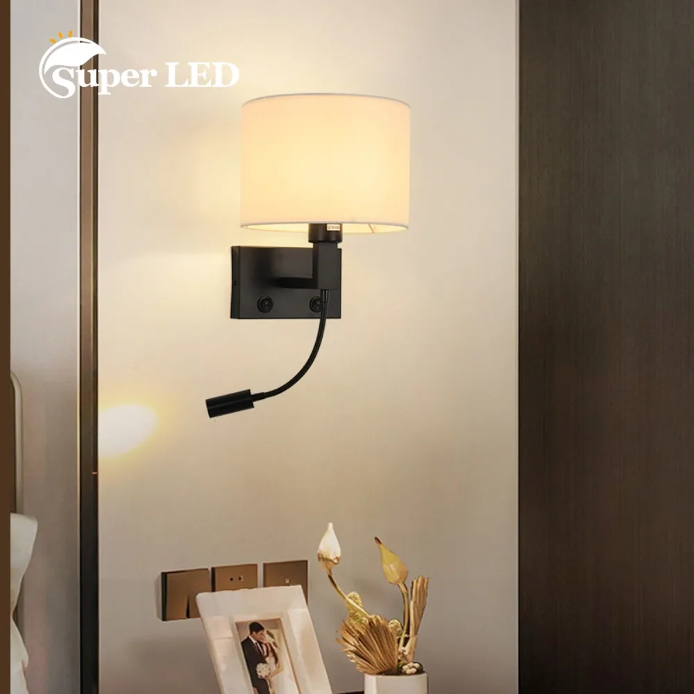 dual led lampada de parede com interruptor estudo luz de leitura quarto cabeceira hotel indoor decor lights e27 lampada dual light source 01