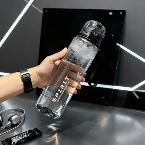 700ML Sports Water Bottle Scale Marked Drop Resistant Drink Cup For Sport Outdoor Plastic Drink Bottle Large Capacity Leakproof