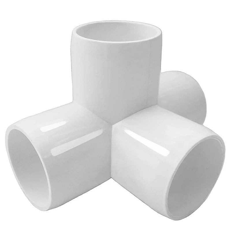 4Way 1/2 In Tee PVC Fitting Elbow - بناء أثاث PVC شديد التحمل - تركيبات الكوع نصف بوصة من PVC [عبوة من 12] - ABQU