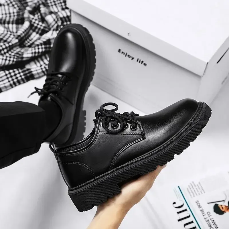 Korea Leather Men Shoes New British Style Patent Leather Male Dress Shoes Luxury Designer  Lace-Up Man's Business Casual Shoes