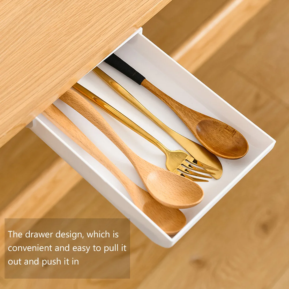 2개 대형 필통 ABS 소재 테이블 아래 숨겨진 서랍형 수납 정리함 열쇠 보석 문구류 홀더 서랍형 수납함