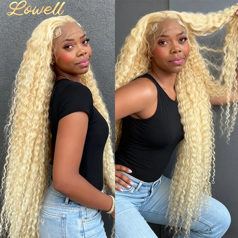 

30-дюймовый глубокий волнистый 613 hd парик фронтальной части шнурка 13x6 13x4 блондинка парик фронта шнурка бразильская волна воды 100% девственные вьющиеся человеческие волосы парики