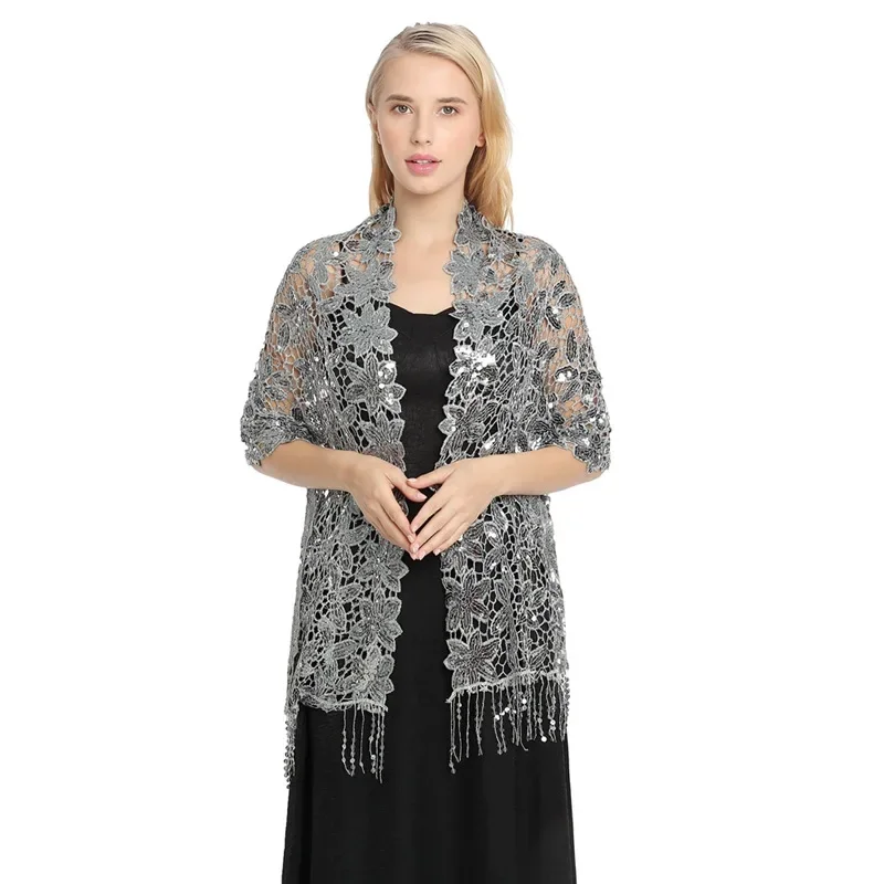 Spring Autumn New Sequin Tassel Shawl Cape European American Dinner Party Cheongsam Shawl High-end Shawl Woman Cloak