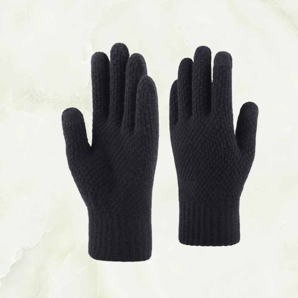 

Gloves Winter Screen Finger Male Black Knitted Mitten Protection Conductive Safe Washable