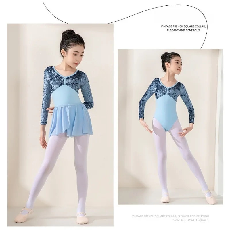 

Theeper Ballet Leotard Gymnastics Set Light Blue & Blue Bodusuit Breathable Dancewear Training Practice Stage Performance Outfit