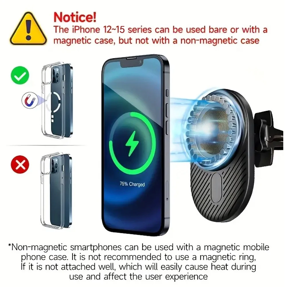 40W Magnetic Car Wireless Charger for macsafe iPhone 15 14 13 12 Pro Max Mini Air Vent Car Phone Holder Stand Fast Car Charging