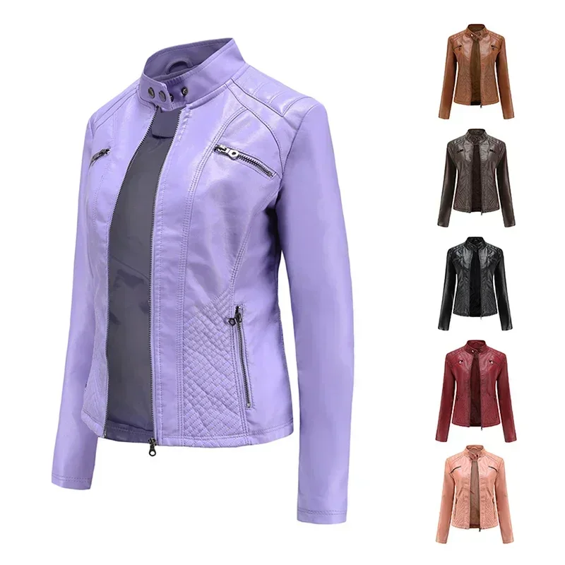 Jaquetas femininas primavera outono inverno motor biker roupas femininas casacos 2025 novas senhoras outwear de couro manga long
