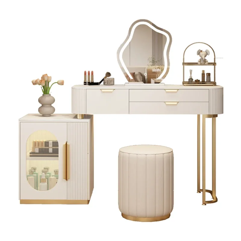 Classic White Vanity Table Simple Storage European Nordic Vanity Desk Modern Vintage Table Maquillage Avec Miroir Furniture