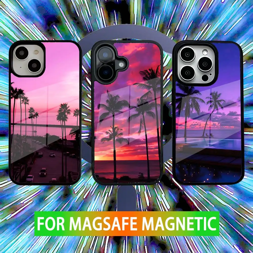

Beach Sea Coconut Palm Tree Phone Case For iPhone 16,15,14,13,12,11,Pro,Max,Plus,Mini,SE New Magsafe Magnetic Wireless Charging