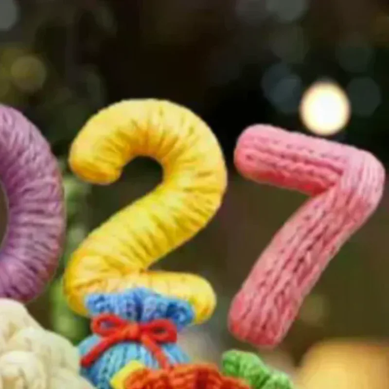 2027 Happy New Year Window Sticker Cute Knitted Sheep Design Same Color Both Sides Perfect For Home Shop Glass Decoration