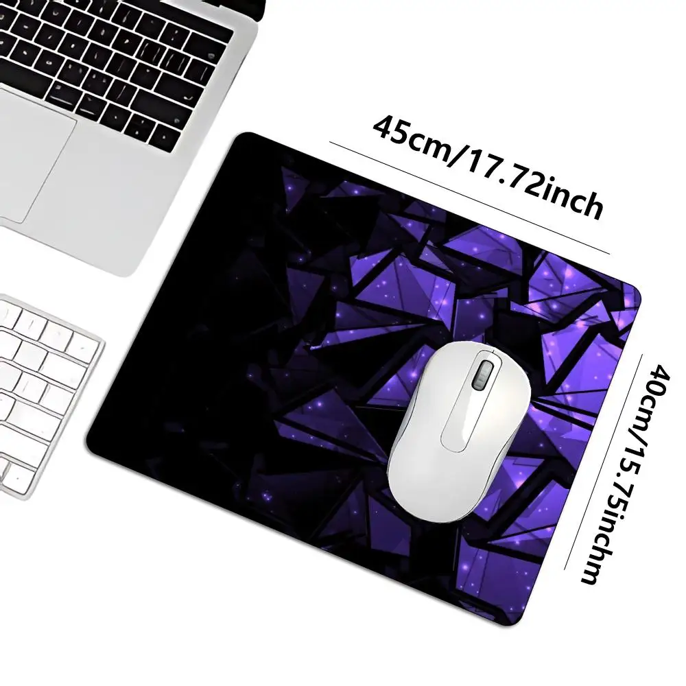 Medium Mouse Pad Purple Neon Geometric Broken Crystal Texture Abstract 45X40CM Non-Slip Rubber Base Smooth Modern Tech Desk Mat
