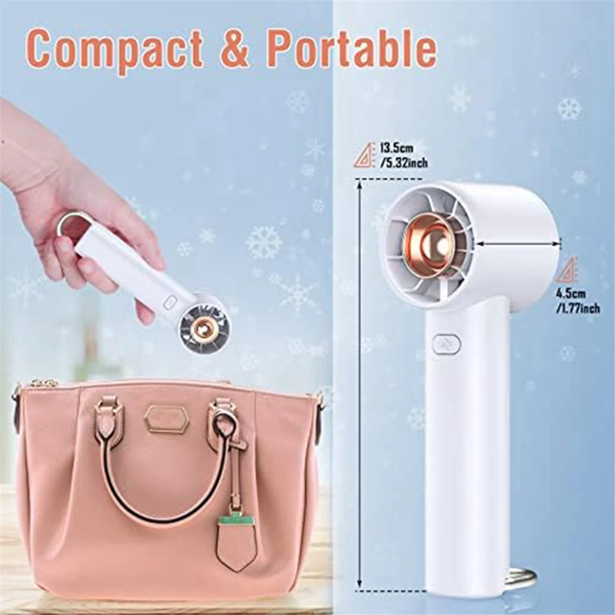 

B51C Handheld Fan,Mini Portable Fan with 3 Speeds, Ultra Quiet, Lightweight, USB Rechargeable Battery Operated Personal Fan A
