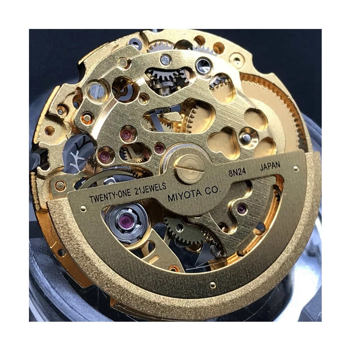 Hot sale Gold 8N24 Mechanical Movement Miyota 21 Jewels Skeleton Automatic Movement Drop shipping