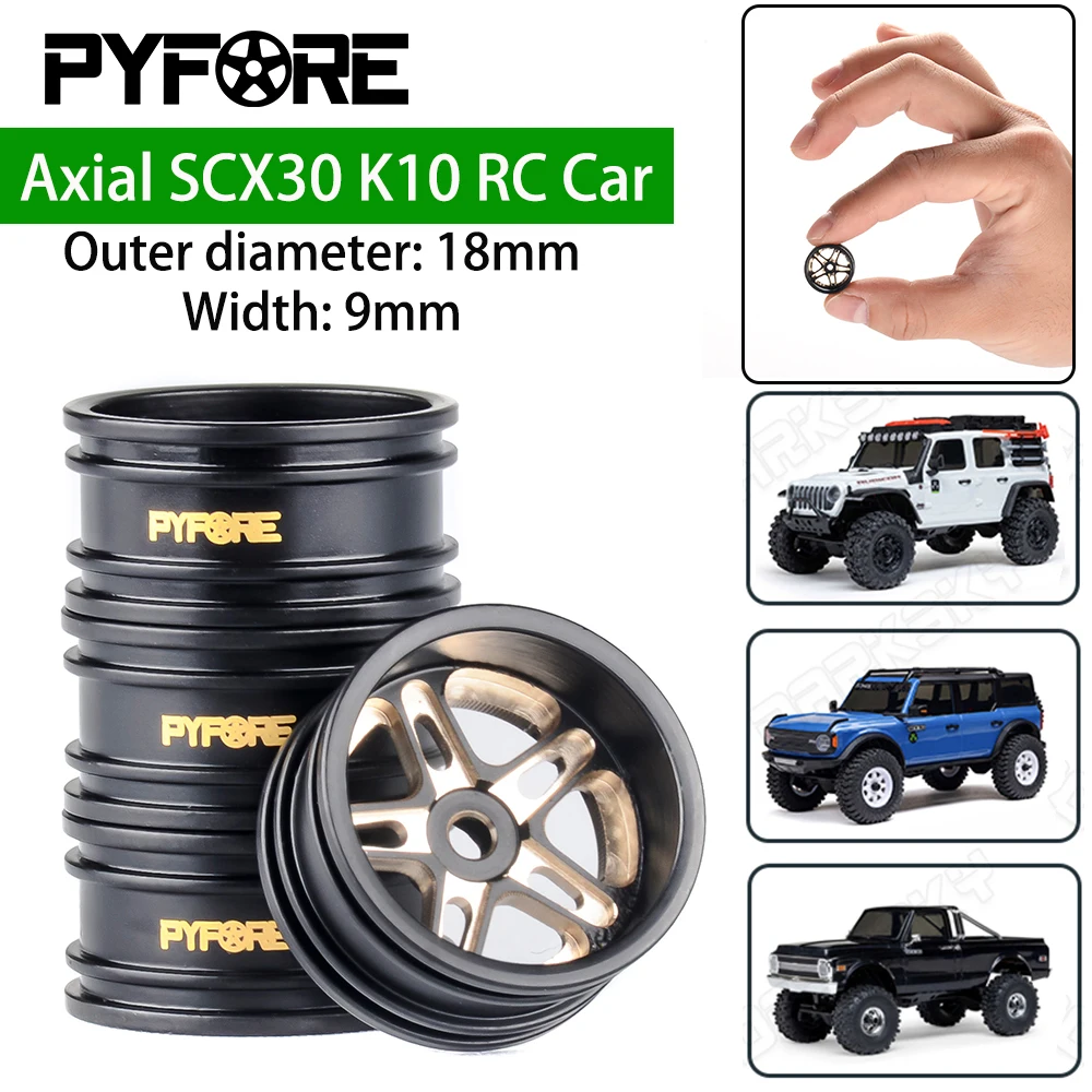 

PYFORE Brass 0.7" Wheel Rim Tires 4PCS for AXIAL SCX30 k10 1/30 MINI RC Model Car Crawler Modification Accessories