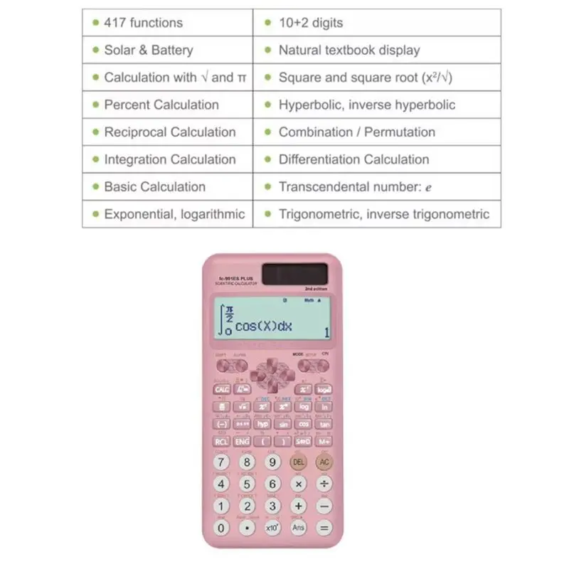 A41Z-991ES PLUS-2Nd Scientific Calculator 417 Functions Solar Functional Calculator For School Students And Teachers