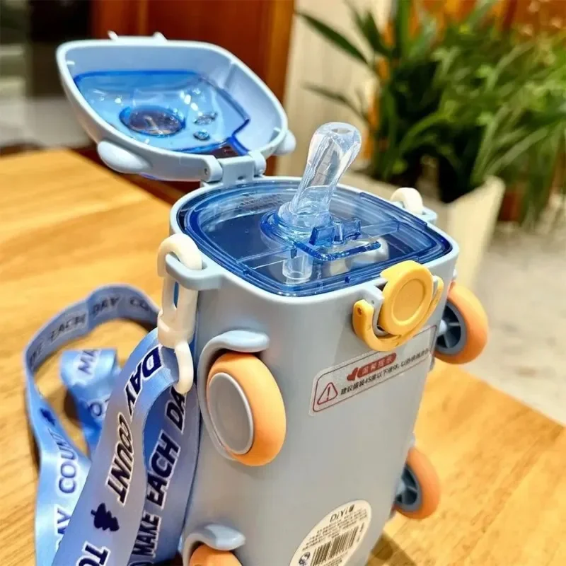 Cartoon Bus Straw Cup Cute Large Capacity Outdoors Car Water Cup Children Drinkware Bounce Straw Kettle