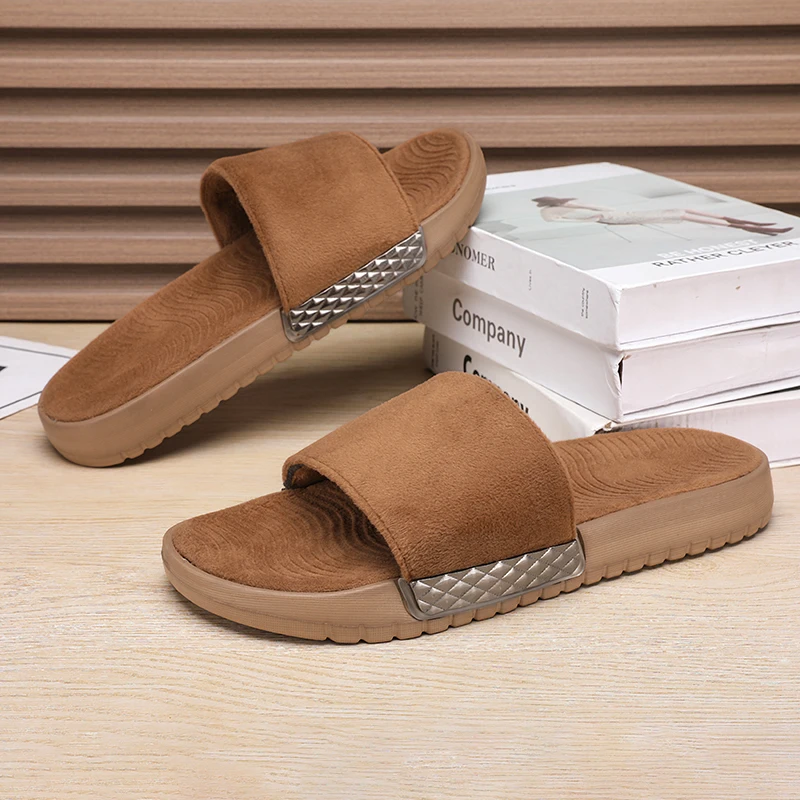 

Winter Men's Warm Slippers Fur Plush Slippers Indoor Comfortable Slides Warm Shoes Men Bedroom Home Warm Slippers Big Size 46 47