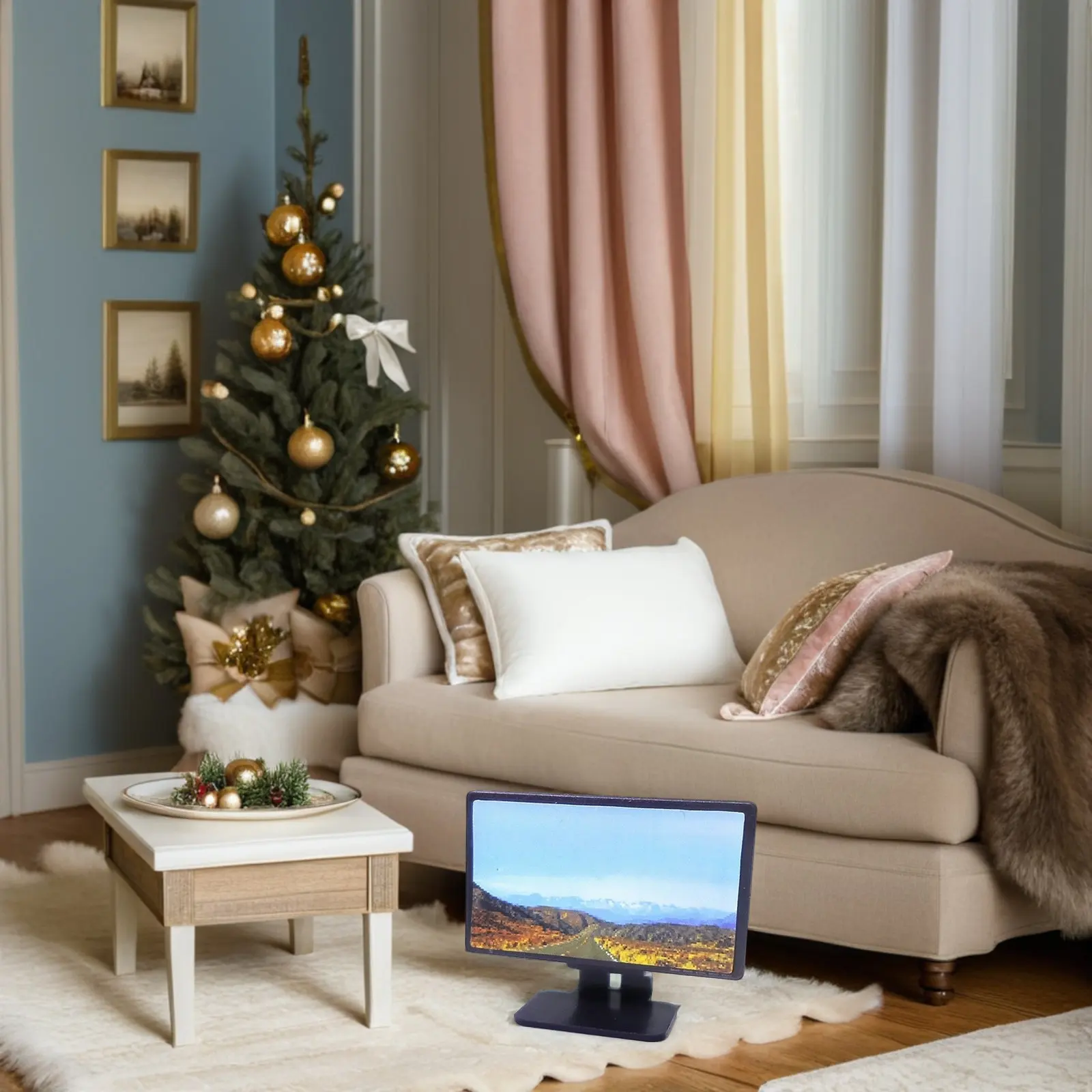 

2 шт. миниатюрных телевизора для кукольного домика, реалистичный дизайн, для декора гостиной, маленькие аксессуары для кукольного домика