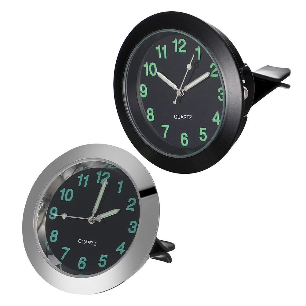 

2Pcs Car Small Air Vent Metal Dashboard Luminous Pointer Quartz Dash Clock For Cars Easy Install Accurate Time Display