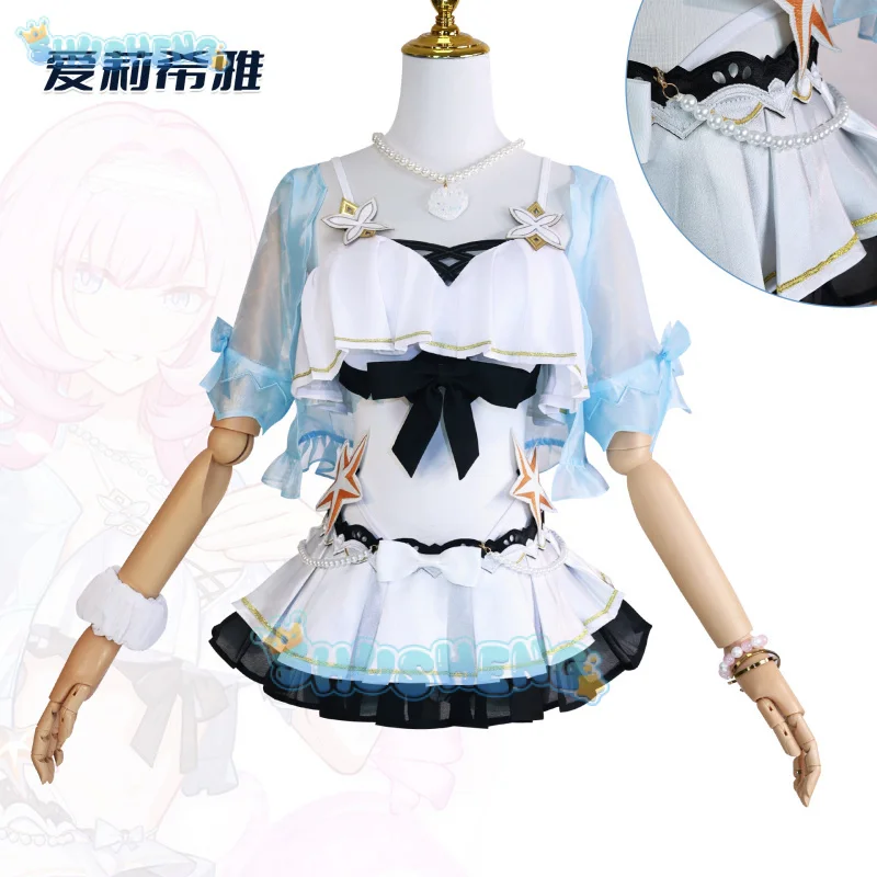 

Hookai impact 3rd Elysia cosplay costume rode play Comic Con dress Hallowmas Party wigs animation prop