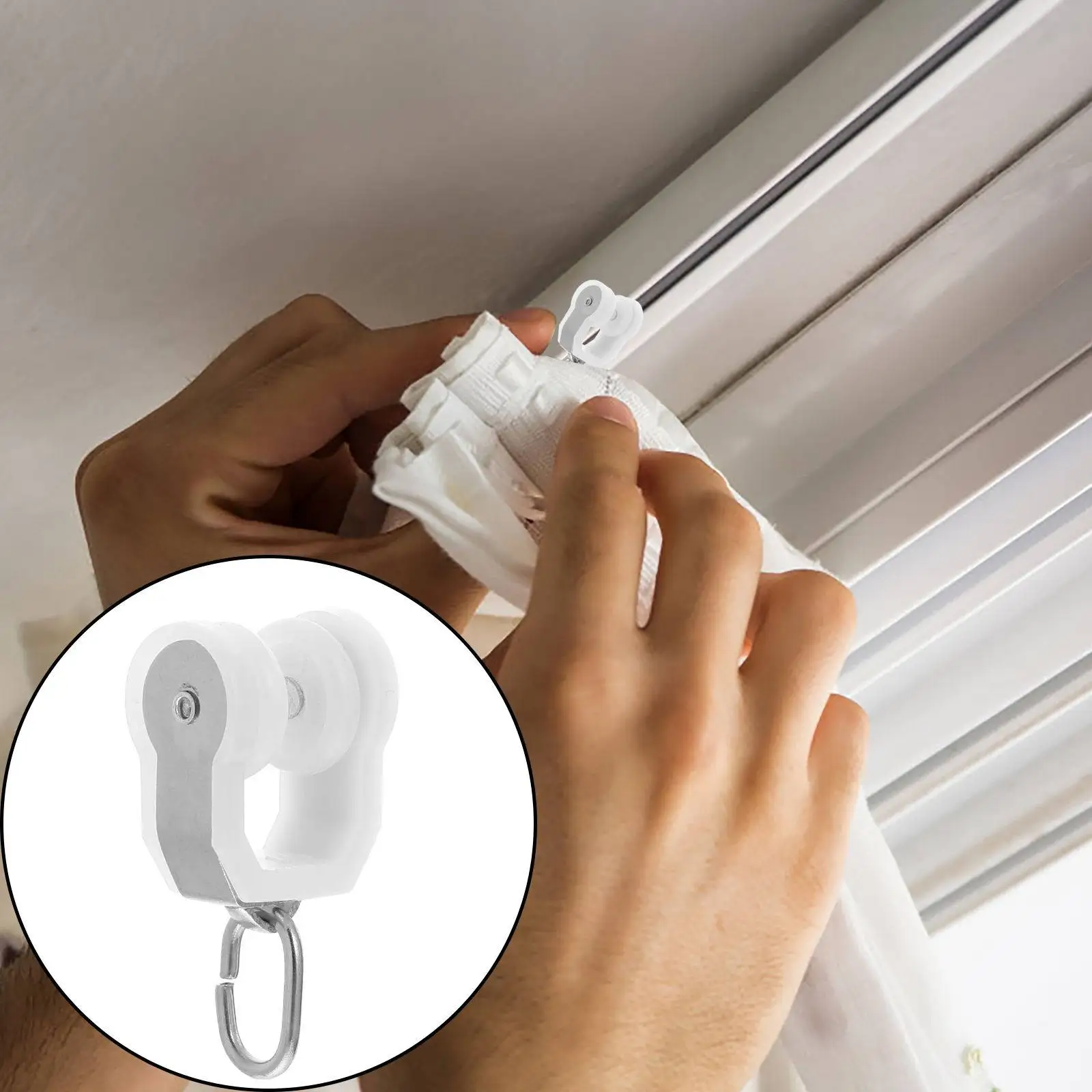 10Pcs Curtain Track Glider Rustproof Plastic Alloy Rollers for Sliding Curtains Window Rail Accessories Hooks Curtain Hook