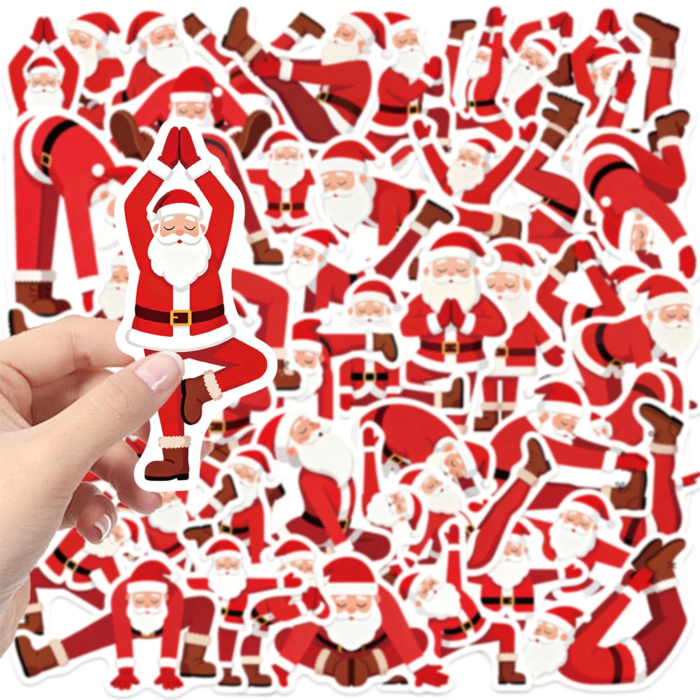 10/30/50 قطعة مضحك اليوغا سانتا كلوز عيد الميلاد ملصقات لطيف الكرتون الكتابة على الجدران الشارات الأمتعة المحمول الهاتف لاصقة تزيين اللعب