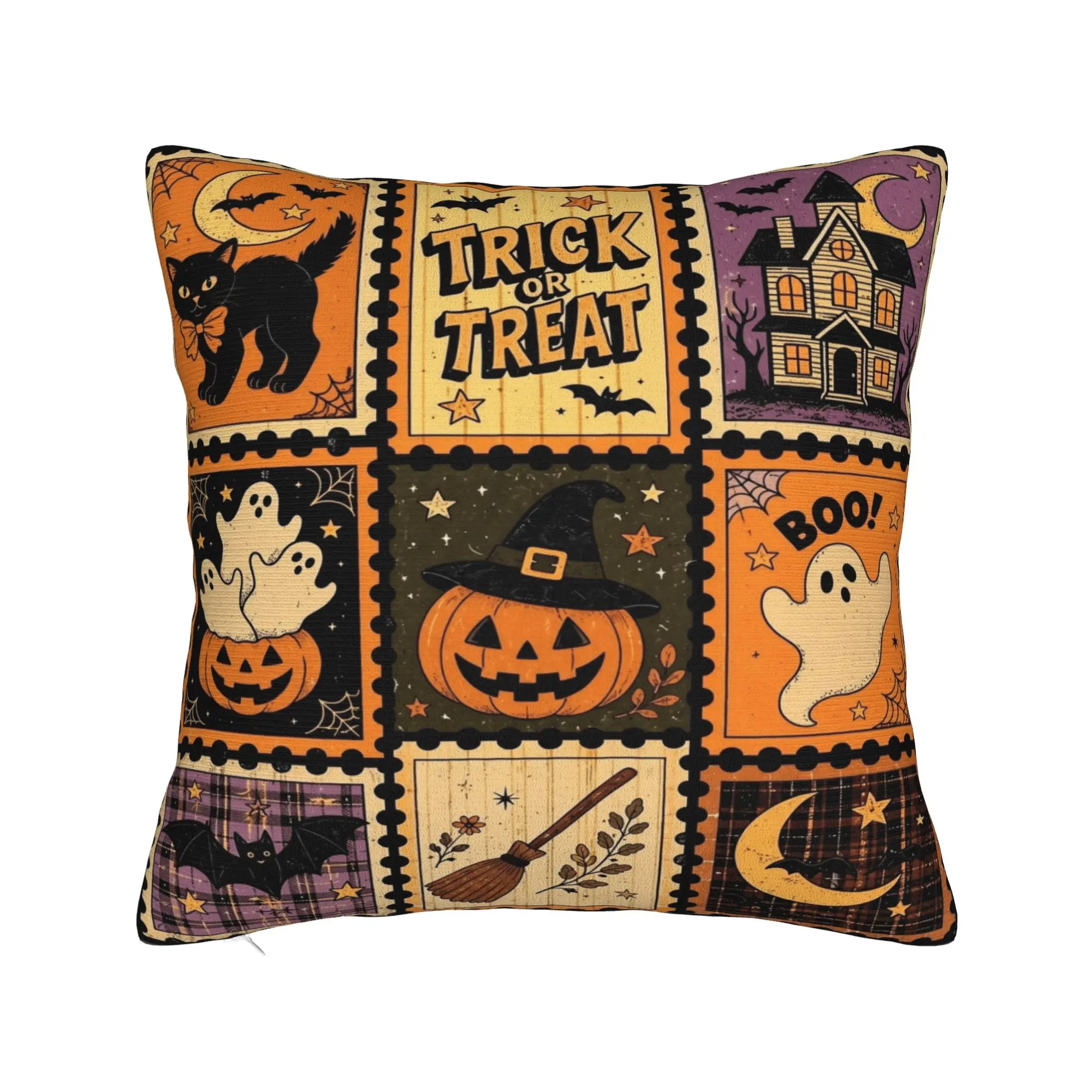 Pillow Cover Vintage Collage Halloween  Morden Pillow Case For Sofa Bedroom Home Decor Pillowcases