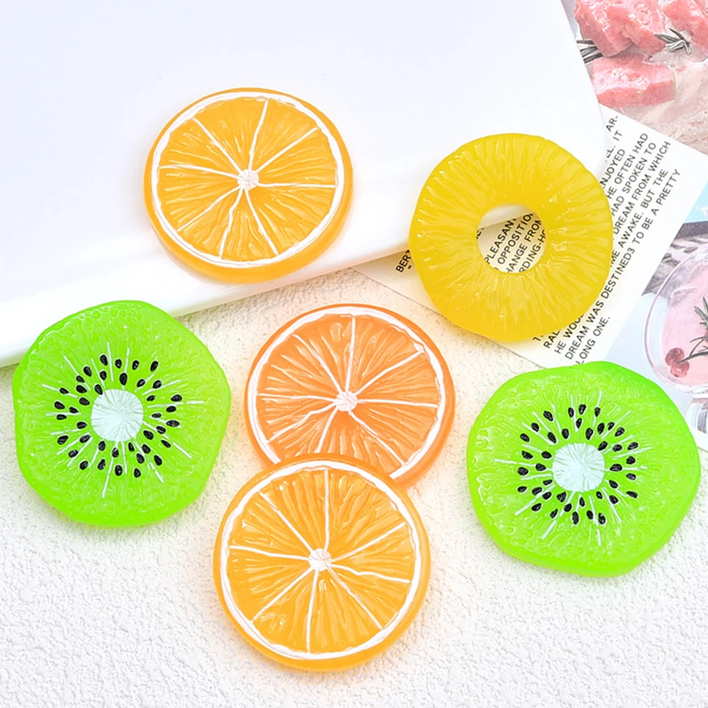 5PCS Orange Fruit Slices Series Resin Flatback Cabochons For Hairpin Scrapbooking DIY Jewelry Craft Decoration Accessories