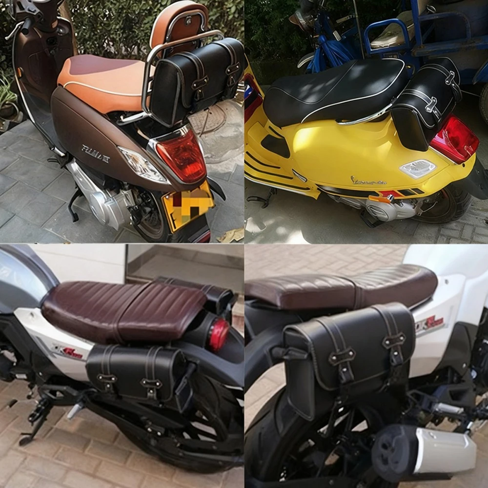 Motorcycle Saddlebag Side Bag Retro PU Motorcycle Tool Bag For ADNOH Rebel 250 500 For Rebel 1100 300 For W400 W650 SR400 XL883L