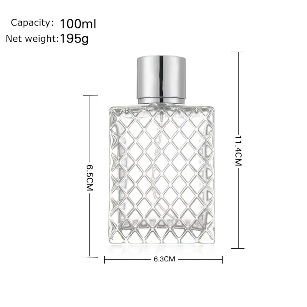 Klare Reise-Parfümflasche mit separater Abfüllung, Gitterform, Glas, nachfüllbare Flasche, Sprühflasche, quadratische flache Flasche