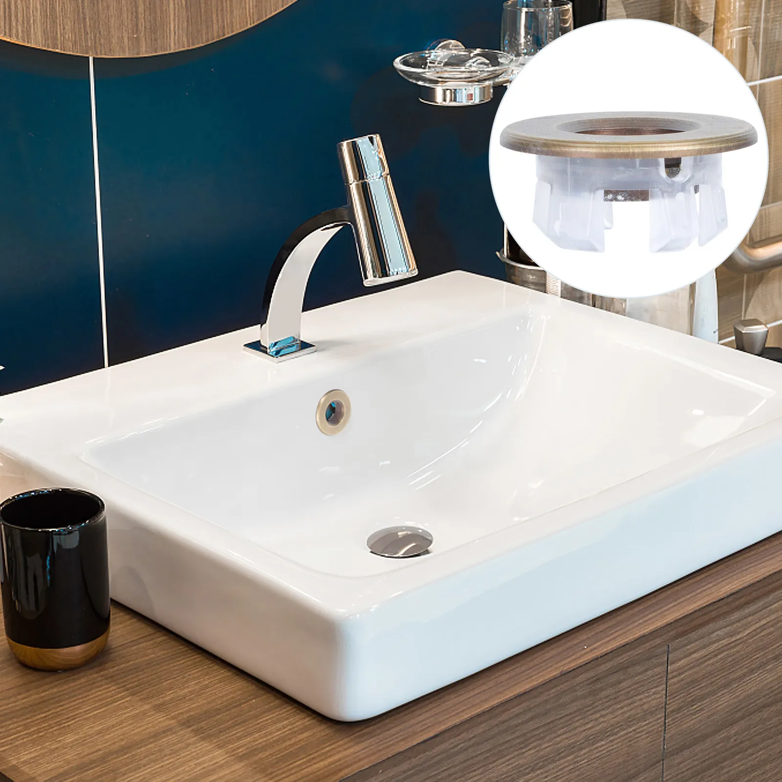 

1Pcs Solid Copper Overflow Hole Cover for Bathroom Sink Wash Basin Decorative Ring Smooth Surface Heavy Duty Corrosion Resistant