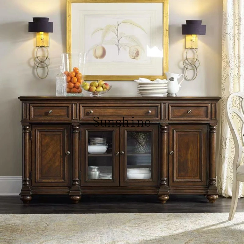 

American country solid wood dining side storage cupboard furniture storage simple and modern