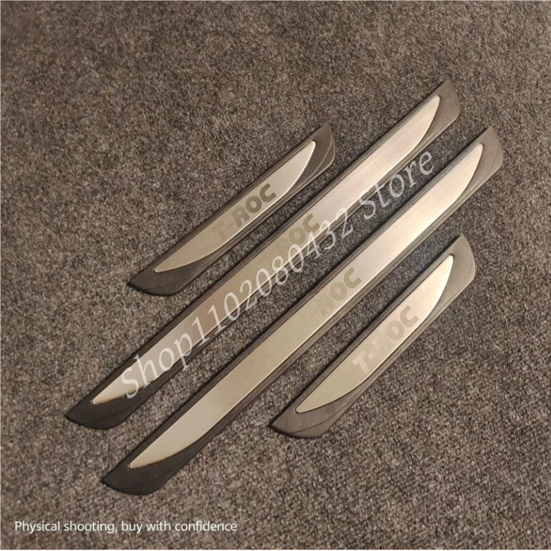 Car Accessories For Volkswagen T-roc 2018-2019 2020 2021 Door Sill Protector Scuff Plate Interior Pedal Styling Stickers