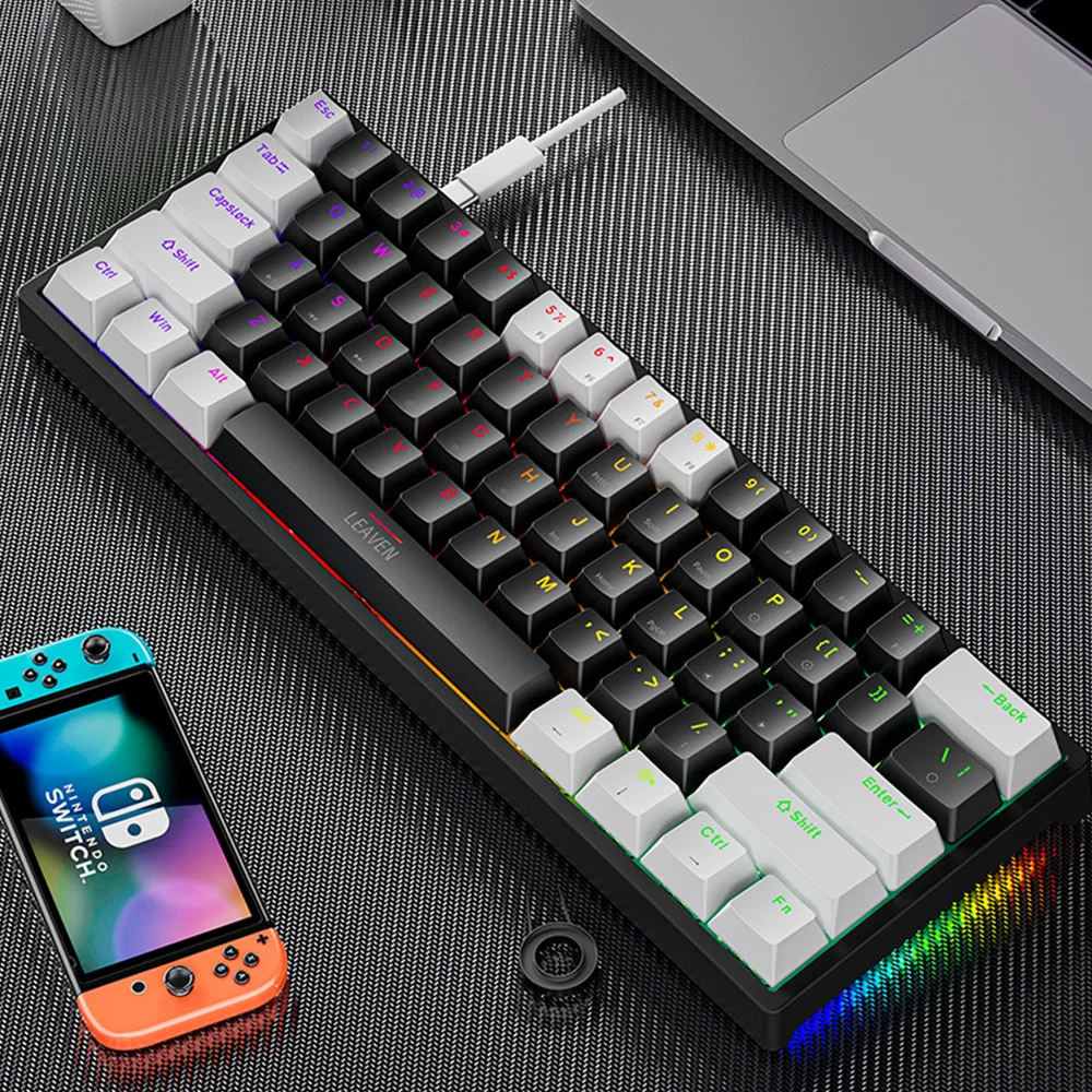 

Hot K620 Mini Gaming Mechanical Keyboard 61 Keys RGB Hotswap Type-C Wired Gamer Keyboard PBT Keycaps 60% Ergonomics Keyboards