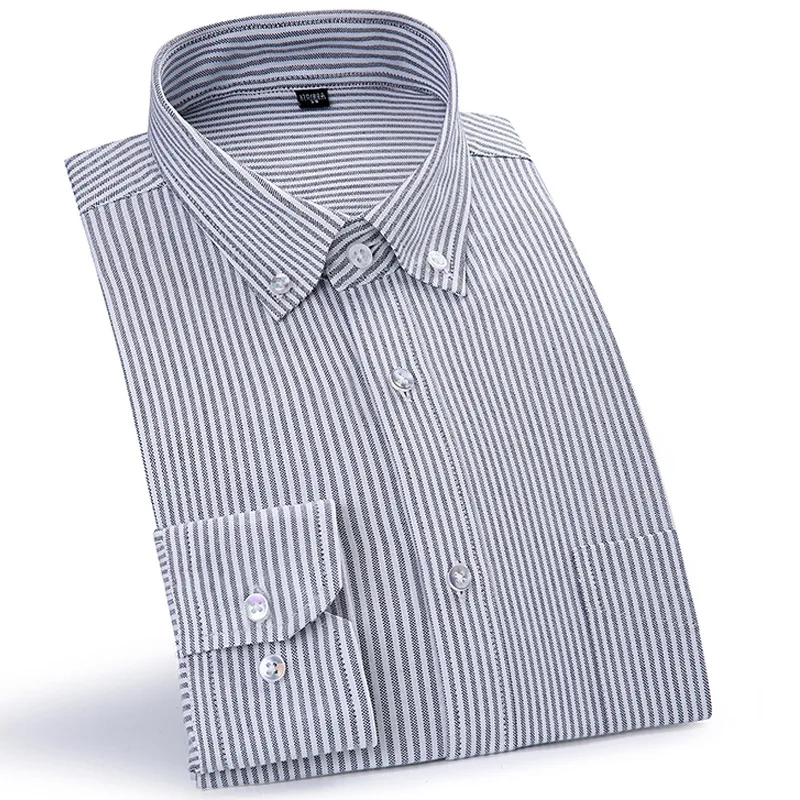 Camisa Oxford 100% de algodón para hombre, camisas de vestir formales de corte Regular de negocios informales de manga larga, blusa Social, ropa masculina S-5XL