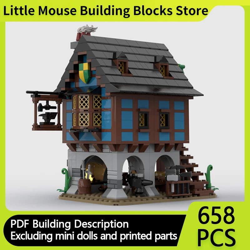 

Medieval Castle Model MOC Building Bricks Village Alley Shop Modular Technology Gifts Holiday Assemble Children Toys Suit