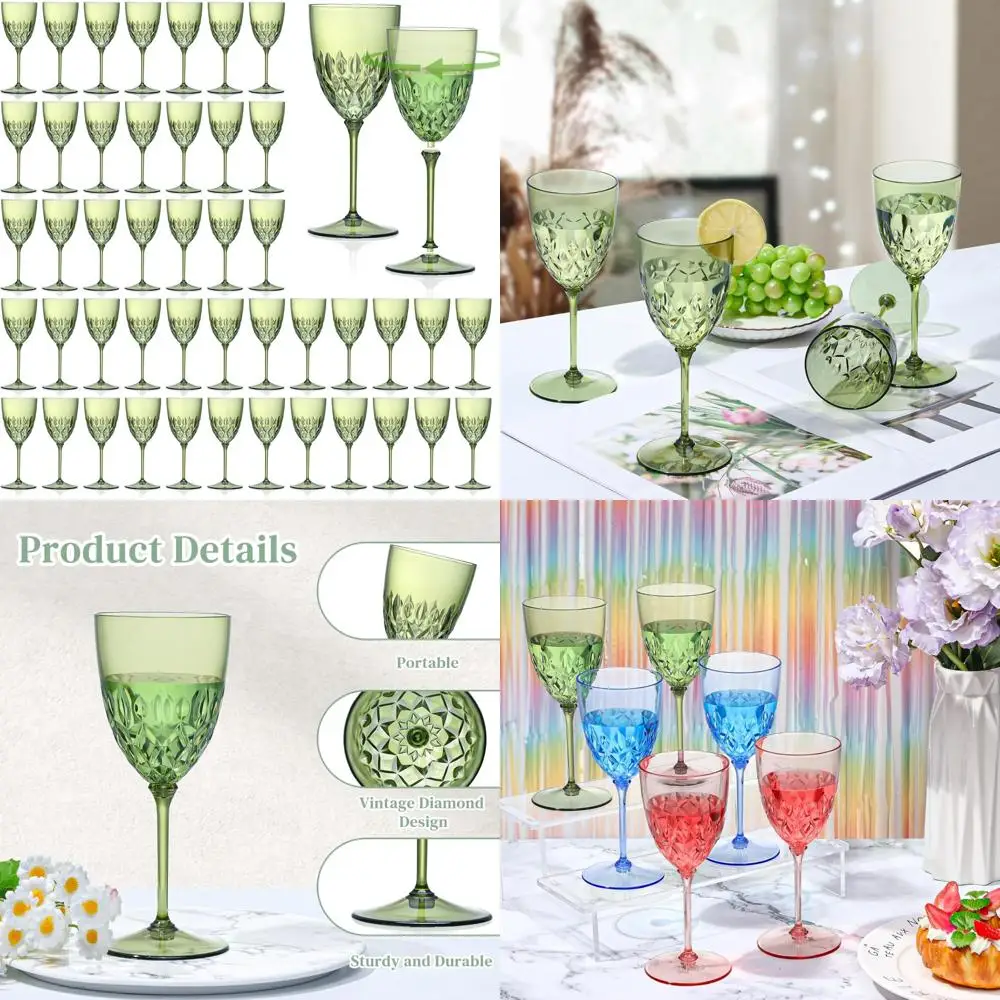 

Disposable 7.4oz Plastic Wine Glasses with Detachable Stems - Crystal Clear for Weddings and Events