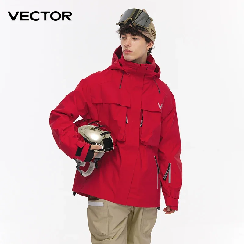 Vetor roupa de esqui feminina homem camisola com capuz tendência reflexiva usar engrossado calor e equipamento de esqui à prova dwaterproof água terno feminino