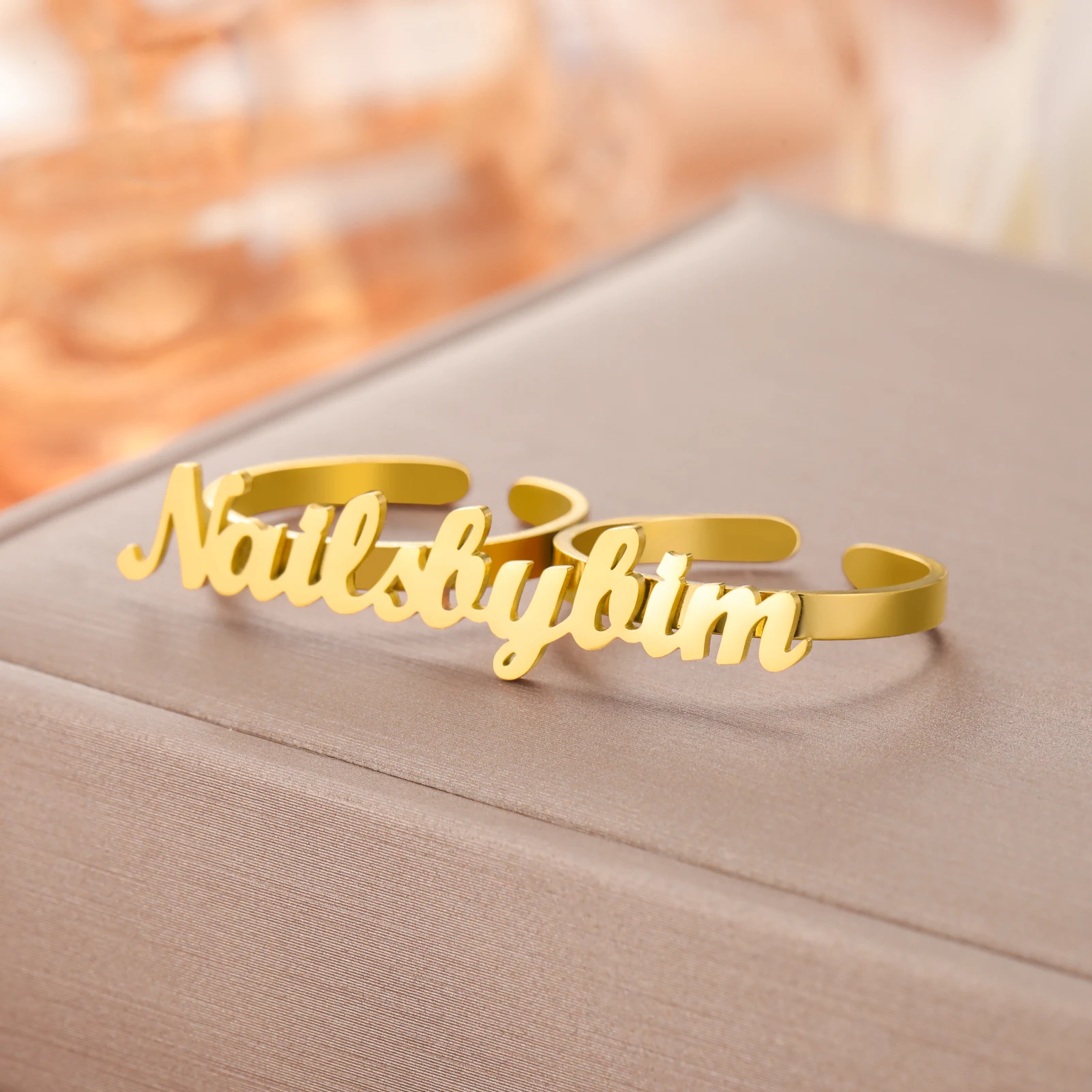 

My Shape Personalised Custom Name Rings Stainless Steel Adjustable Two Finger Rings Women Men Couple Customized Jewelry Gifts