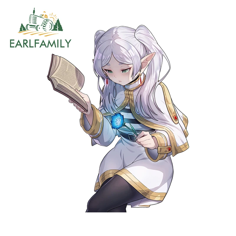 

EARLFAMILY 13 см x 9,8 см чтение фриэрен автомобильные наклейки красивое аниме с цветком графика Солнцезащитная наклейка Забавный бампер Декор