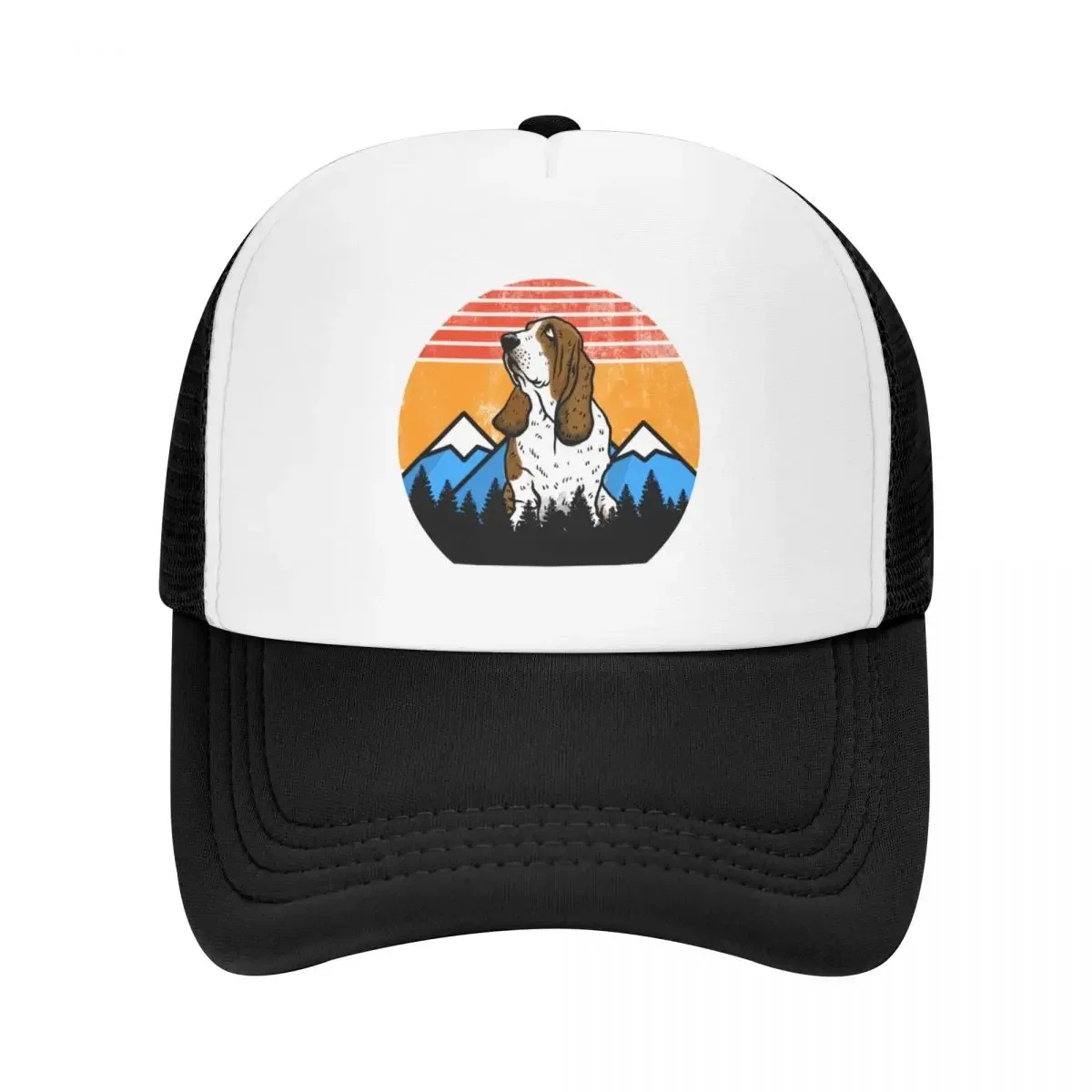 Vintage Basset Hound Sunset Mountains Forest Retro Distressed Gift Baseball Cap western Hat beach hat Women's Hats 2024 Men's