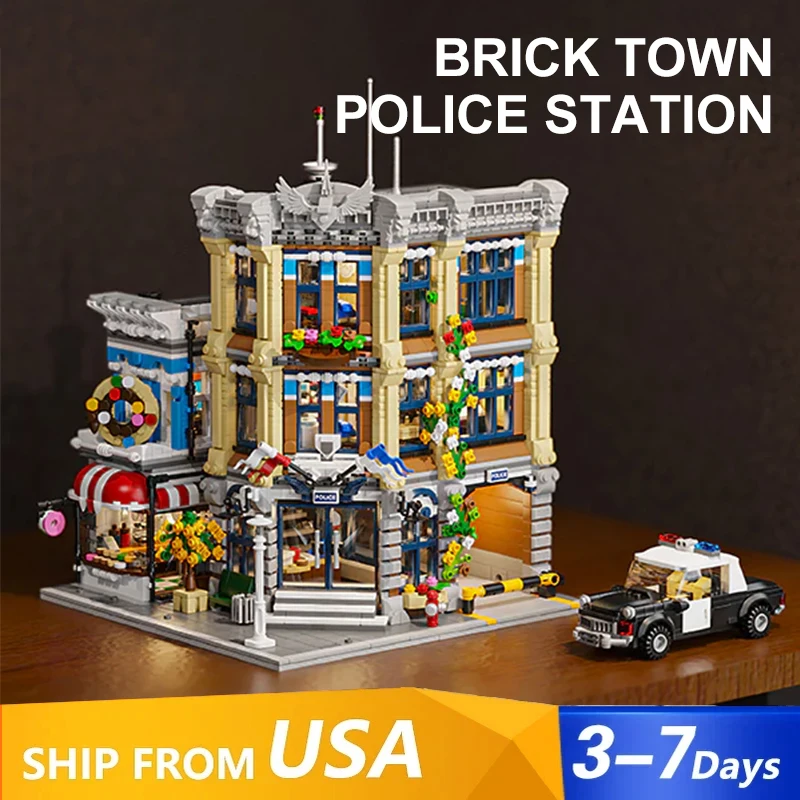 

Town Police Station House Modular Buildings Blocks City View Apartment Store Architecture Brick Model Kit Adult Kid Gift 3111PCS