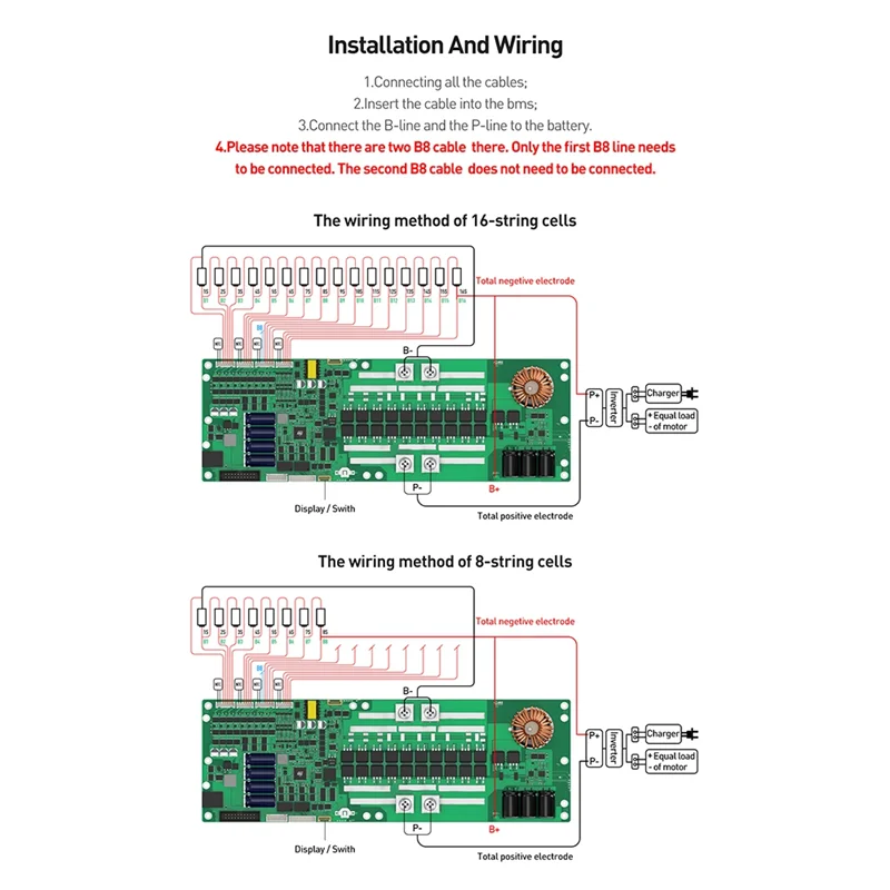 AC57-For BMS JK-PB1A16S15P +3.2 عرض Lifepo4 Li-LTO العاكس 8S 16S 24V 48V الأسرة تخزين الطاقة الملحقات