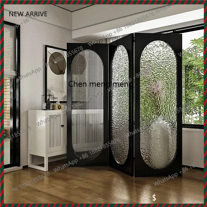 Japanese-style Changhong glass screen living room entrance solid wood partition bathroom blocking decoration