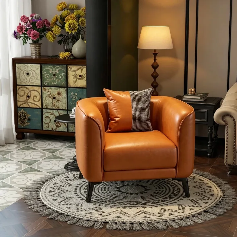 Single Sofa Chair Italian Minimalist Leisure Accent Armchair for Small Apartment Living Room Balcony Hotel Reception Chair
