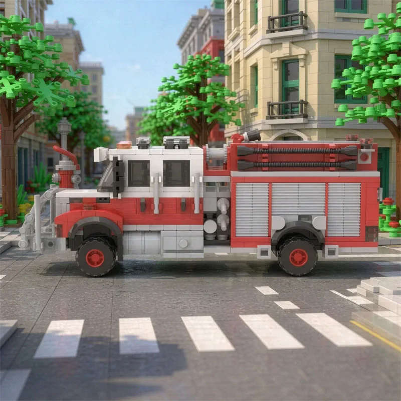City Firefighting 4x4 Fire Truck Building Blocks Module MOC-192769, 525 Pieces, Construction Model, Birthday Gift, Christmas Toy